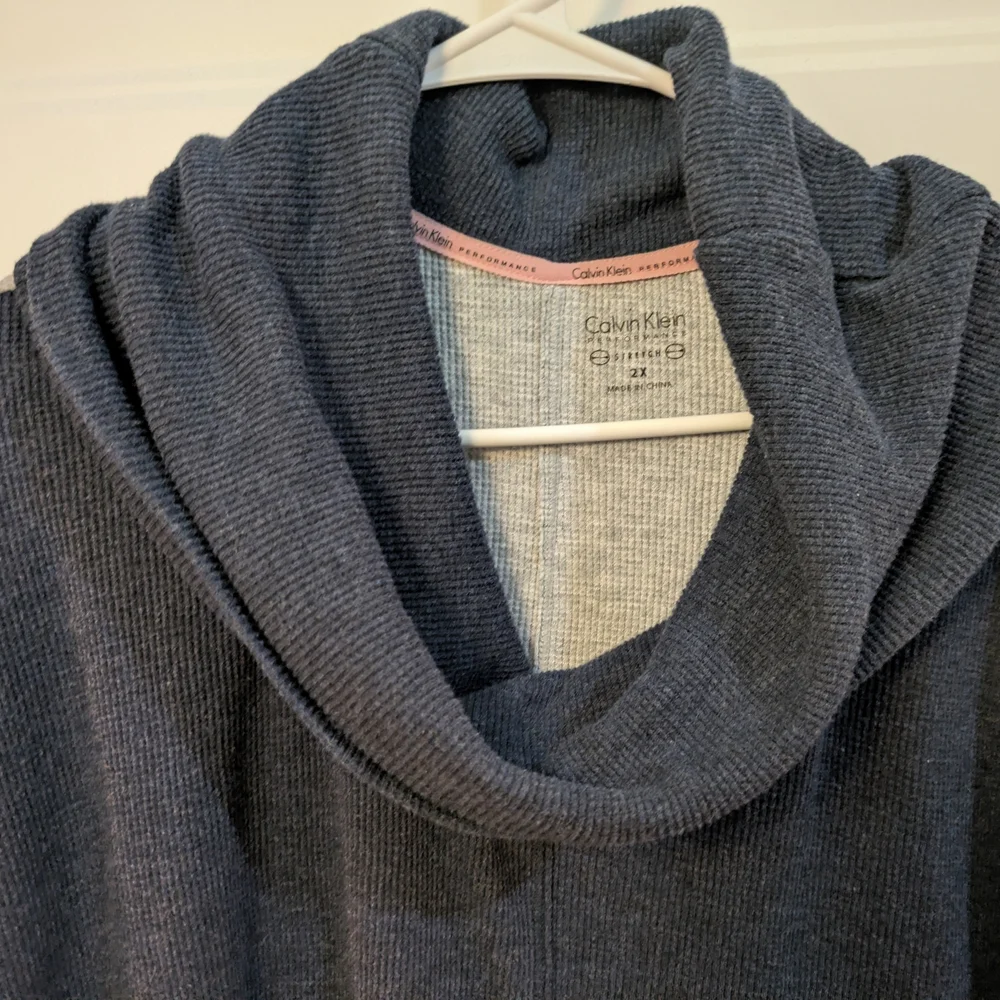 Calvin Klein Navy Cowl Neck top with Black Sleeves - Picture 3 of 10